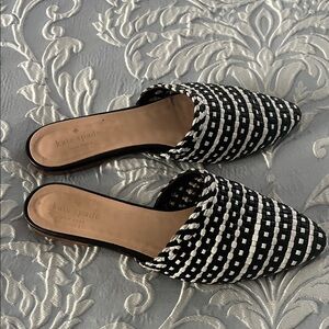 Kate Spade Black and White Checkered Mules